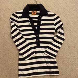 Tory Burch Striped Polo Long Sleeve